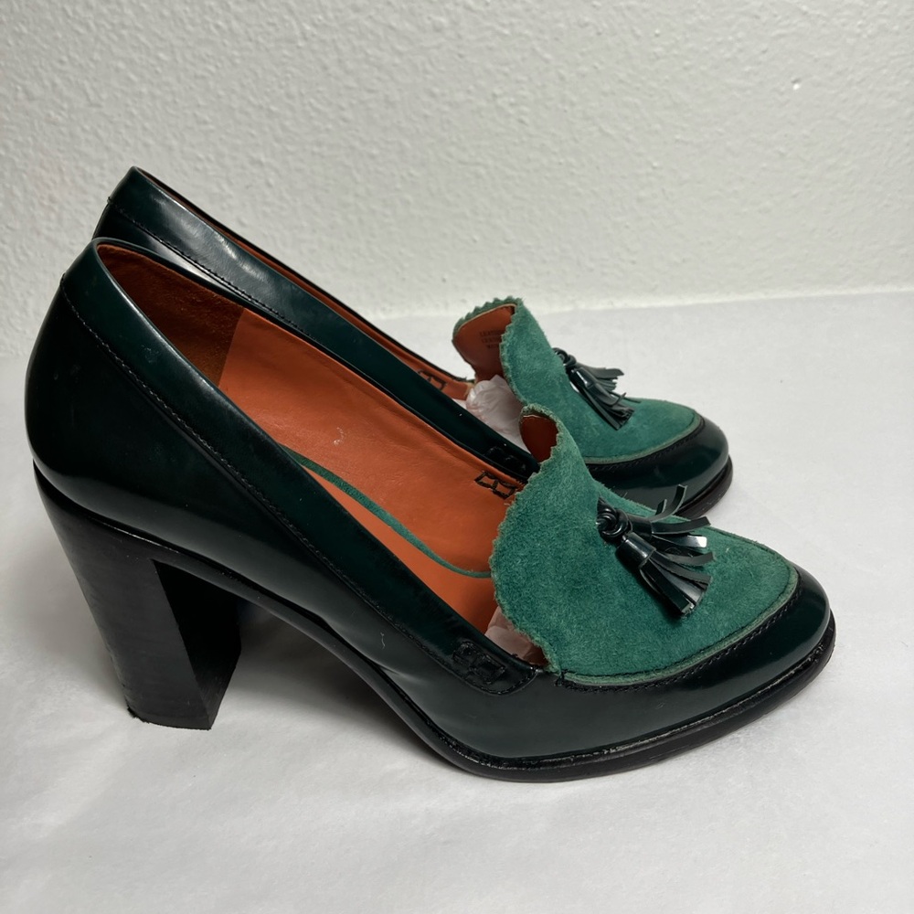Pour La Victoire DRU pump Green Suede patent leather Loafer Tassel 6.5